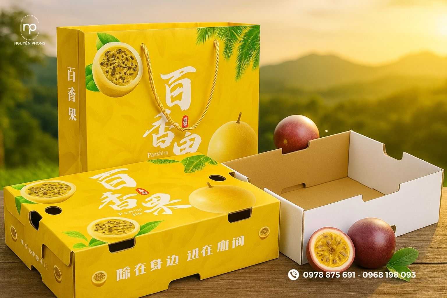 Mẫu túi giấy đựng trái cây đồng bộ